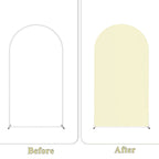 7.3FT Beige Arch Backdrop Cover, Spandex Fitted Chiara Arch Cover for Wedding & Birthday Events