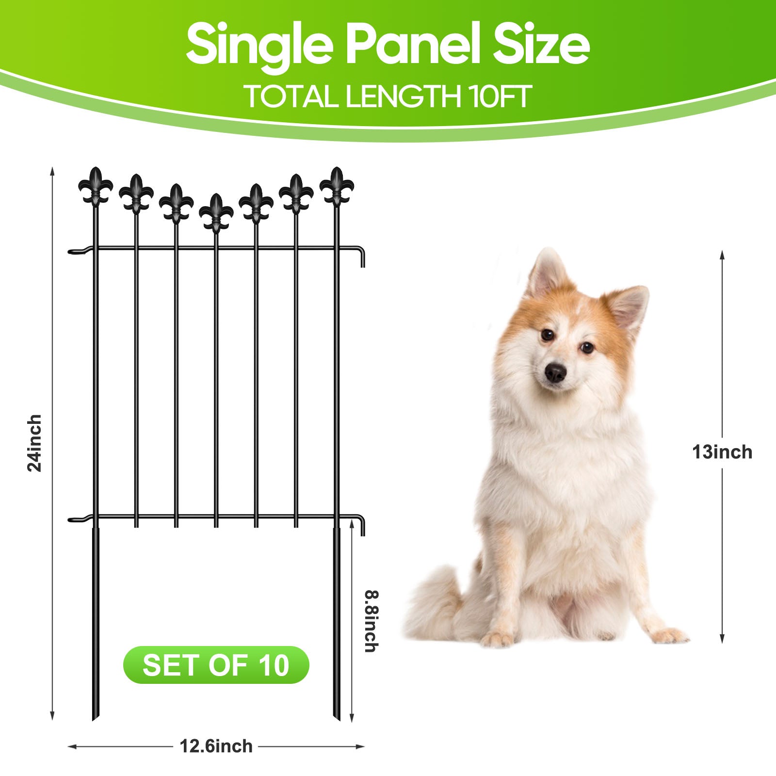 10/20/25 Pack Decorative Garden Fence Panels, 24in H Rustproof Metal Animal Barrier, No Dig Outdoor Fence Border for Yard, Patio & Flower Beds