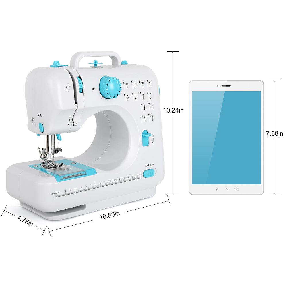 Household Sewing Machine with 12 Built-in Stitches, Portable Multi-Functional Mending Machine for Adults