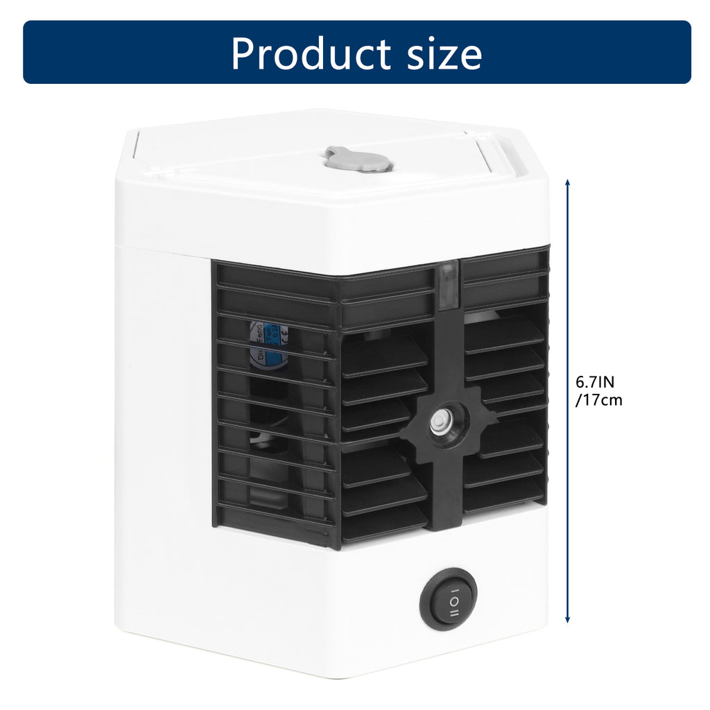 Portable Mini Air Conditioner Fan, Personal USB Evaporative Air Cooler with Ice Box and 2 Speeds for Office and Dorm,