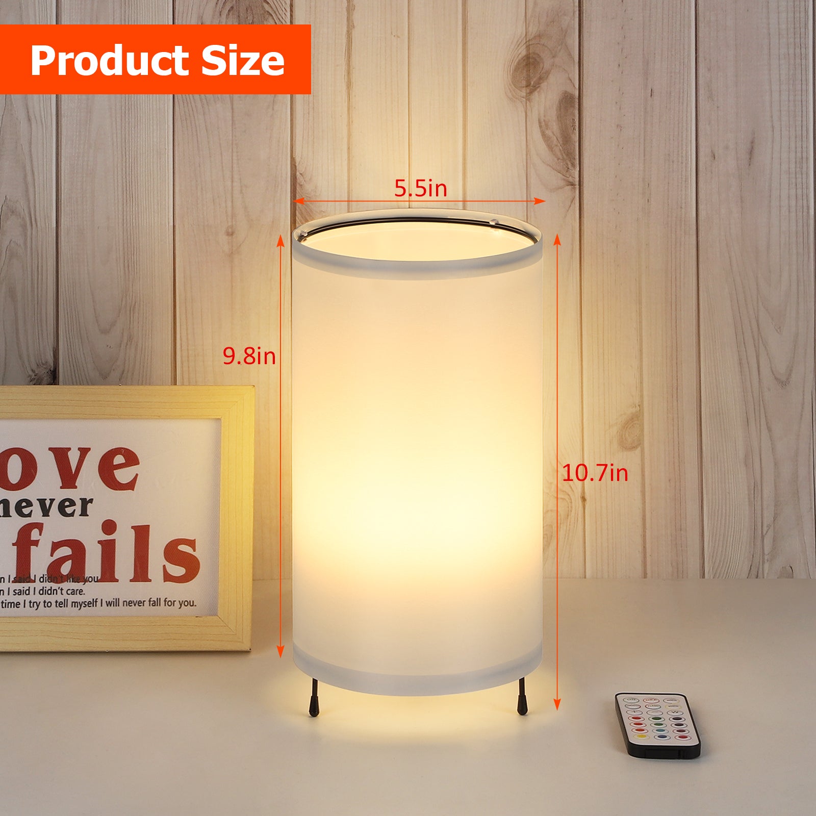Dimmable Touch RGB Table Lamps (Set of 2)， Color Changing Night Lights with Remote Control.