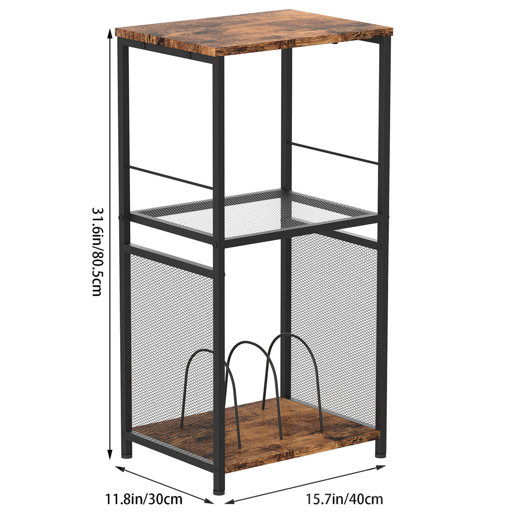 3-Level Turntable Console and Vinyl Storage Display, Matte Black
