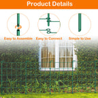 20ft Green Metal Garden Fence for Pets & Landscaping - Easy Assembly Rustproof Grid Fencing, Small Animal Barrier for Outdoor Yards & Flower Beds