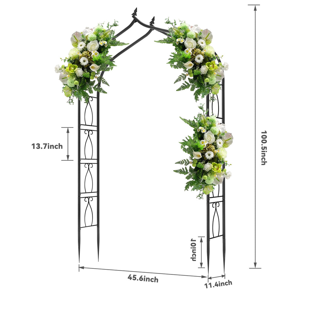 7FT Metal Garden Arch with Ground Stakes - Pointed Gothic Trellis - Durable Backdrop Stand for Party & Wedding Decor