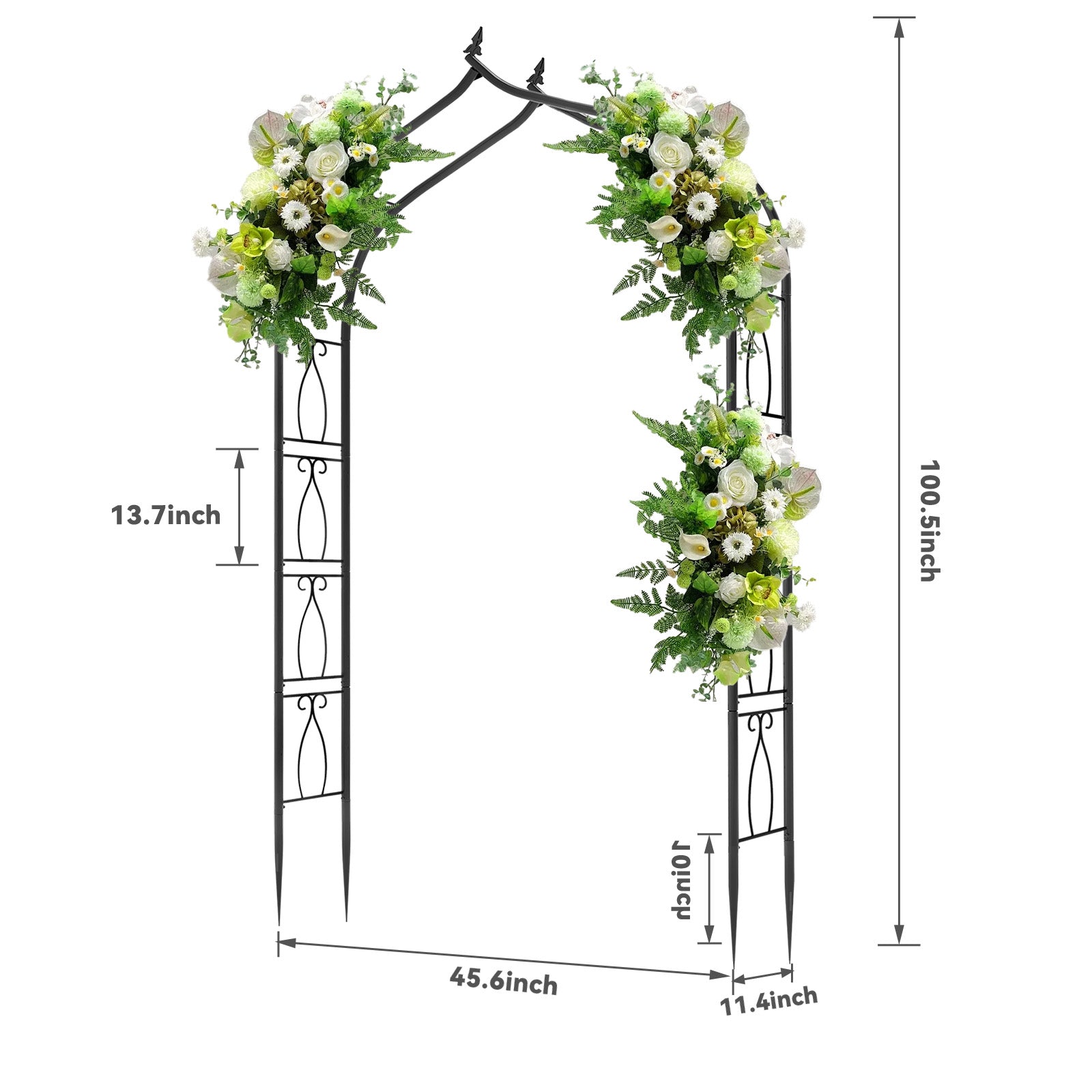 7FT Metal Garden Arch with Ground Stakes - Pointed Gothic Trellis - Durable Backdrop Stand for Party & Wedding Decor