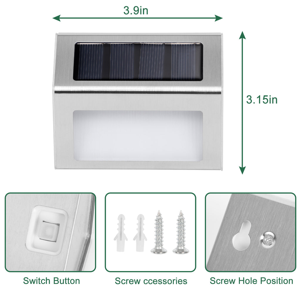 8-Pack Solar Powered Step Lights, Warm Glow Outdoor Lighting for Garden and Patio Stairs