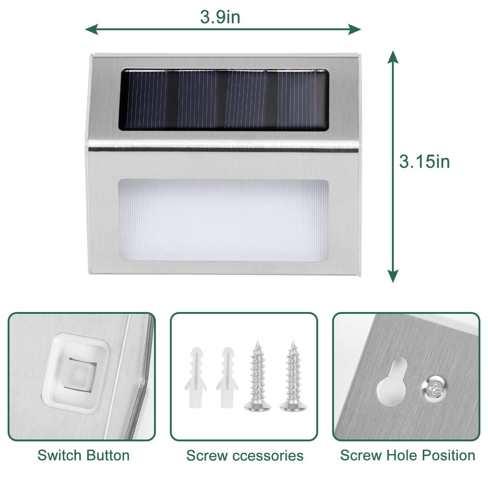 8-Pack Solar Powered Step Lights, Warm Glow Outdoor Lighting for Garden and Patio Stairs