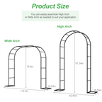 Adjustable Metal Garden Arch Trellis with Base, 2-in-1 Wide/High Size Wedding Arch, Black Garden Trellis for Climbing Plants, Wedding, Christmas, Party Decoration