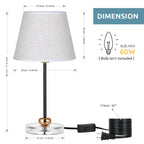 Modern Nightstand Lamp Set with Unique Metal Base， Decorative Bedside Lamps with Gold Ball Accent.