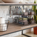 Set of 2 Under Sink Organizers -2-Tier Pull-Out Sliding Basket Storage Shelves