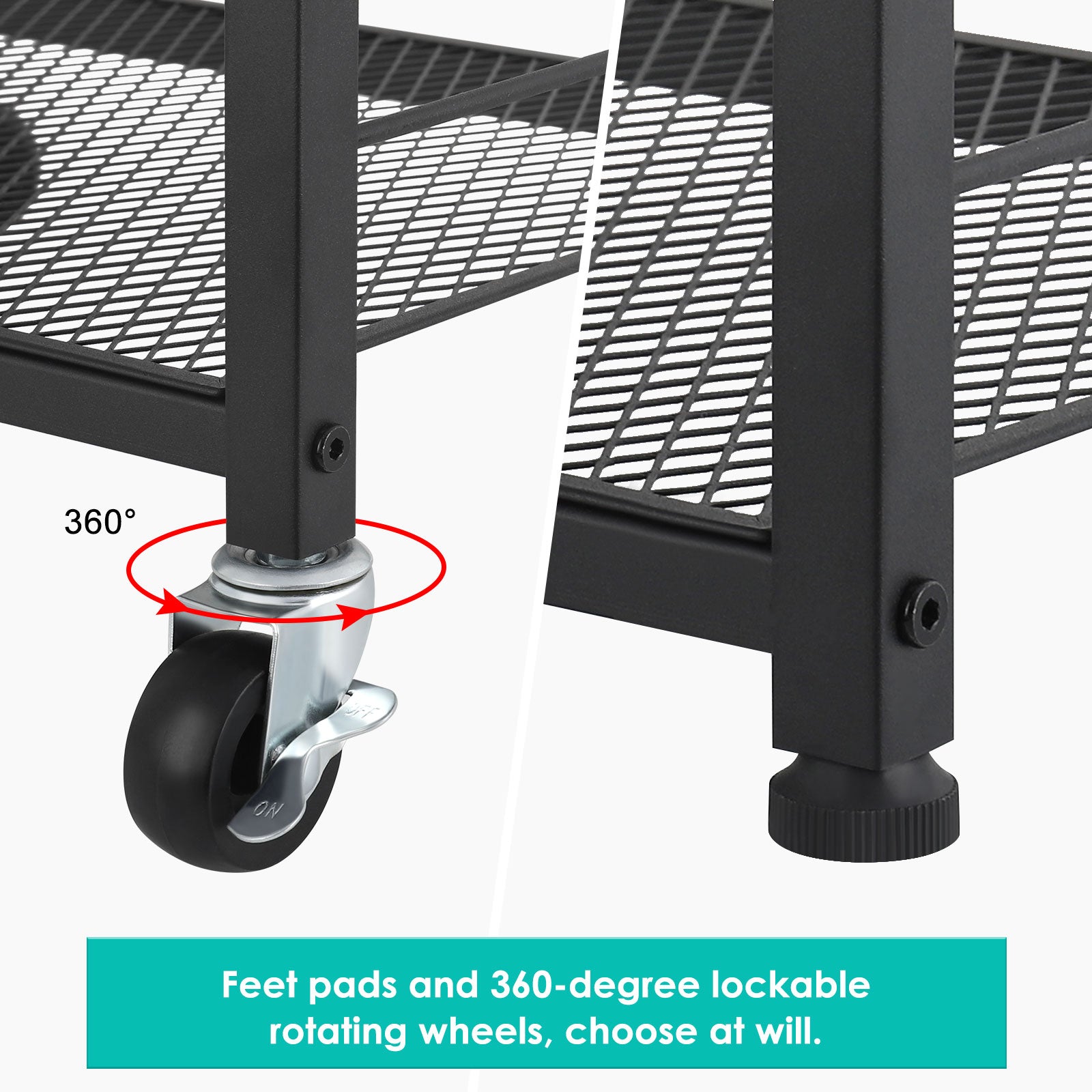 3-Tier Rolling Utility Cart | Mobile Kitchen & Beverage Station with Lockable Wheels