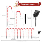 10 Pack 21" Solar Candy Cane Lights w/ Remote - Waterproof Outdoor Christmas Decorations