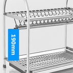 2-Tier Stainless Steel Dish Drying Rack with Drainboard, Space-Saving Kitchen Counter Organizer