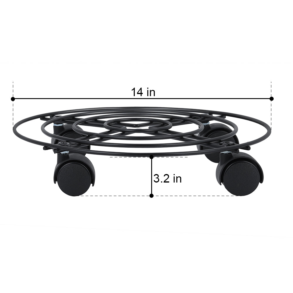Set of 2 Heavy Duty Rolling Metal Caddy for Moving Garden Flower Pots and Indoor Outdoor Plants
