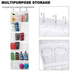 Clear Wall-Mount Pocket Organizer with Hooks, Multi-Purpose 24-Pocket Over-the-Door Hanging Storage Solution for Home and Office Organization