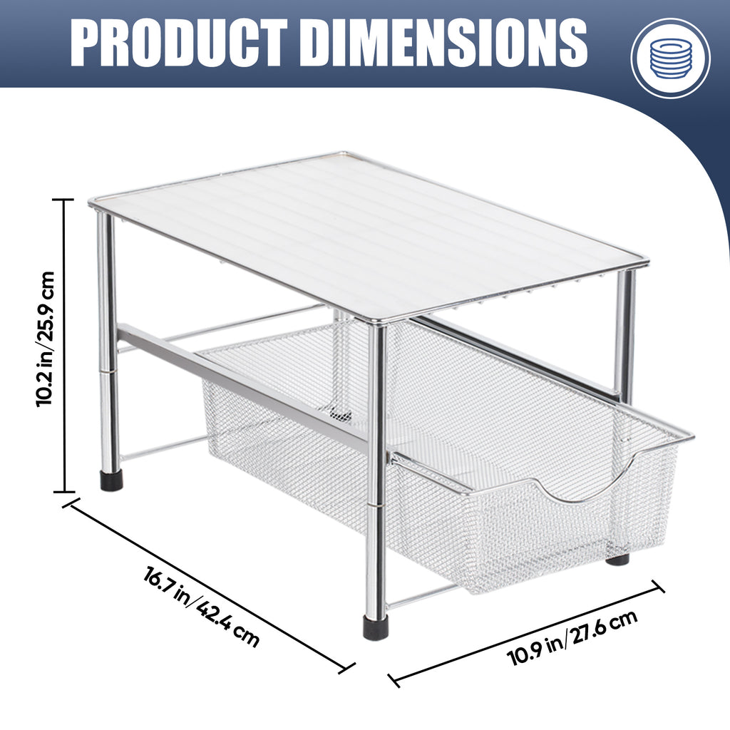 Multi-Functional Kitchen Sink Organizer, Appliance Storage Shelf with Sliding Pull-Out Drawer