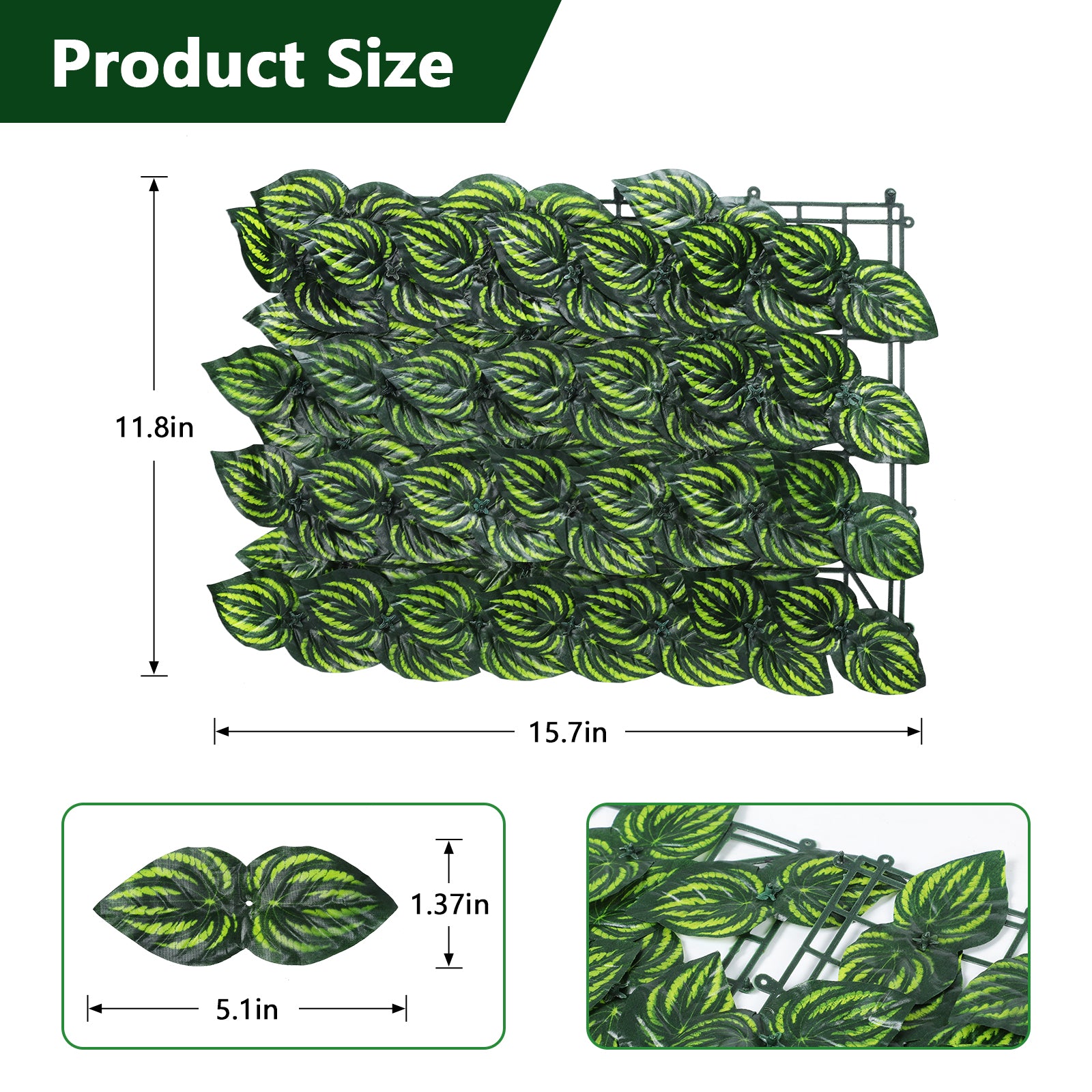 24-Pack Artificial Green Wall Panels - 15inchx11inch Expandable Privacy Fence for Balcony & Indoor Decor
