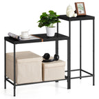 Small Entryway Table Skinny Console Table for Hallway Living Room Table Set of 2 Wood Black Modern Night Stand for Dorm Office Bedroom