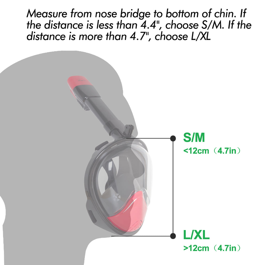 Full Face Snorkel Mask with Latest Dry Top System, Foldable 180 Degree Panoramic View Snorkeling Mask with Camera Mount Safe Breathing Anti-Leak Anti-Fog