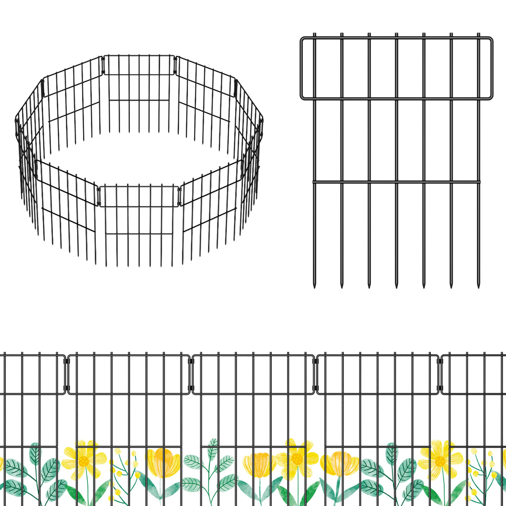 10-Pack Garden Fence Animal Barrier, Rustproof Metal Short Panels No-Dig Fencing for Yard & Flower Beds,