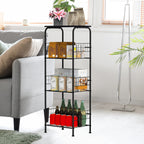 4-Tier Rolling Kitchen Cart, Black Metal Utility Storage Cart with Wheels for Kitchen, Pantry, Bathroom