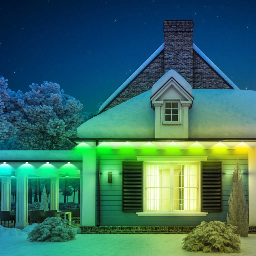 Smart RGB Eaves Lights (49ft), APP & Remote Controlled Waterproof LED Outdoor Holiday Lights