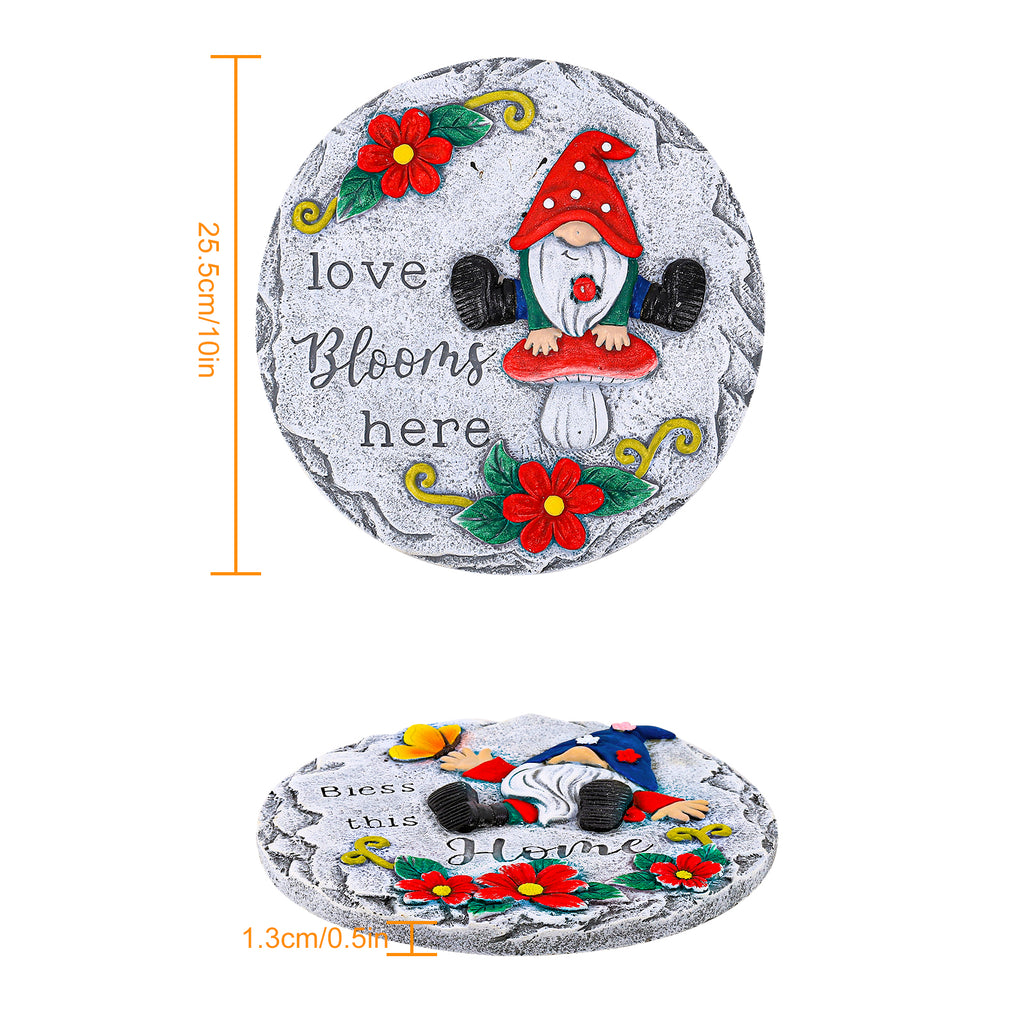 2 Pack Gnome Garden Stepping Stones, 10 Inch Decorative Path Stones with Bless this Home for Yard Patio & Walkway