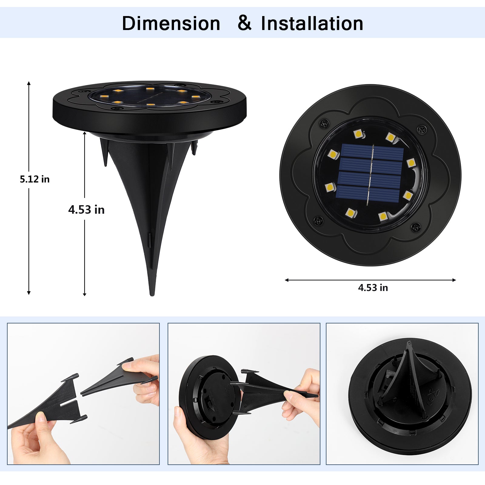 Flower Shaped 8‑LED Solar Ground Lights 8‑Pack, Waterproof Outdoor Buried Disk Lights