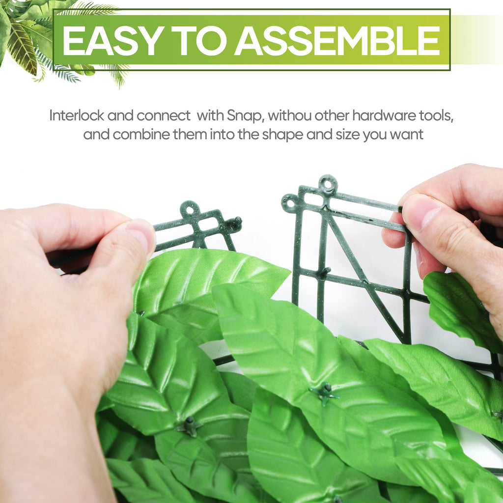 24-Pack 15inch x 11inch Artificial Grass Wall Panels - UV Protected Backdrop Greenery for Balcony & Patio