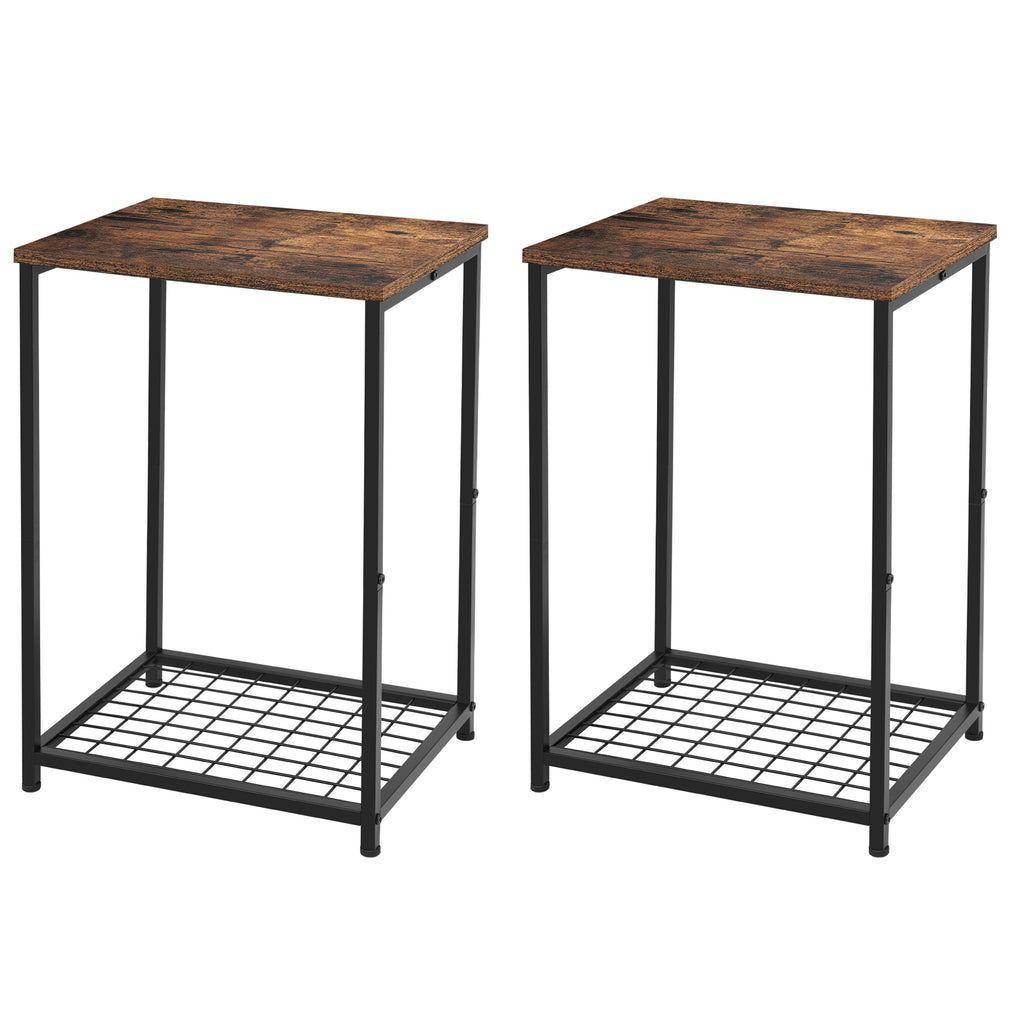 Black Nightstands Set of 2 Side Table Living Room for Small Spaces Narrow Bedside Tables and Small End Table Sets with Open Storage Shelves for Bedroom Guest Room Decor