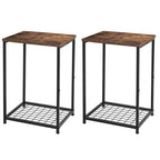 Black Nightstands Set of 2 Side Table Living Room for Small Spaces Narrow Bedside Tables and Small End Table Sets with Open Storage Shelves for Bedroom Guest Room Decor