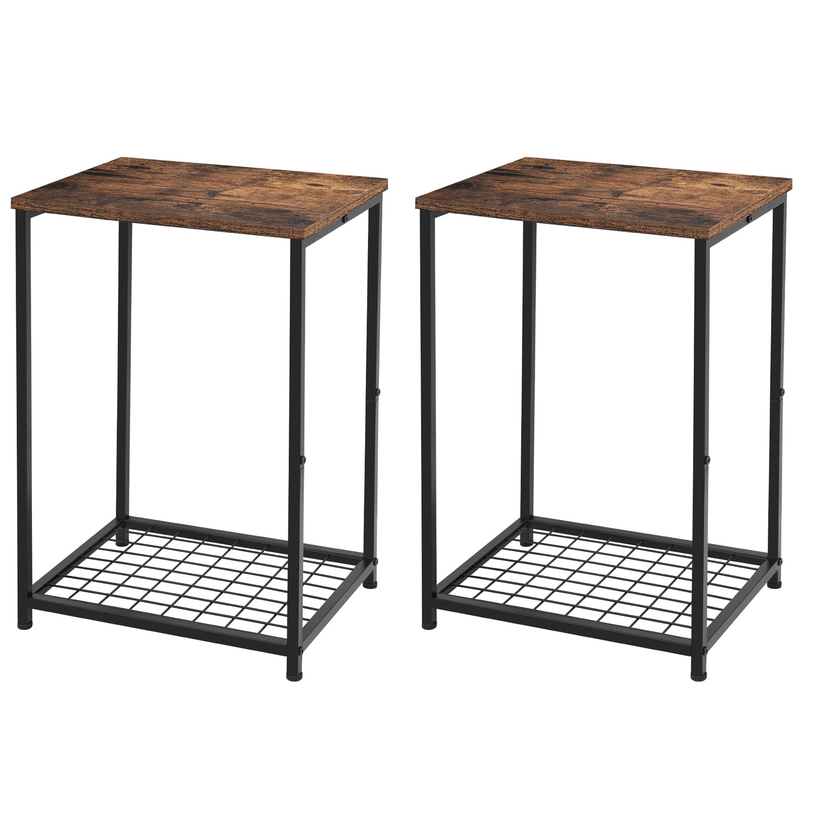 Black Nightstands Set of 2 Side Table Living Room for Small Spaces Narrow Bedside Tables and Small End Table Sets with Open Storage Shelves for Bedroom Guest Room Decor