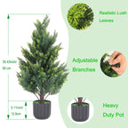 2-Pack 3Ft Artificial Cedar Topiary Trees, Faux Outdoor Cedar Bush in Decorative Pots for Front Porch and Patio,