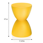 17-Inch Design Plastic Hourglass Side Table, Modern Round Multi-Purpose Stool for Outdoor Vanity and Shoe Bench in Bright Yellow or Blue, Ideal for Contemporary Living Room Bedroom Decor