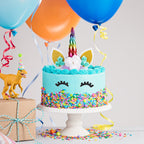 Vibrant Unicorn Horn Topper with Floral Details and Eyelashes for Birthdays, Weddings, and Themed Parties