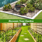 24.5" (H) x 10ft (L) Decorative Garden Fence - 10-Panel Rustproof Metal Border for Animals & Flower Beds, Easy No-Dig Install Yard Fencing, Black