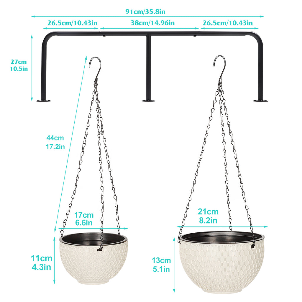 4-Piece Wall-Mounted Hanging Plant Rack with Chains