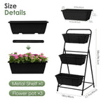 3-Tier Black Vertical Garden Planter - Elevated Raised Bed with Drainage System and Removable Trays
