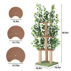 Modern Cat Tree with Artificial Leaves - Multi-Level Cat Tower with Scratching Posts & Hiding Spots