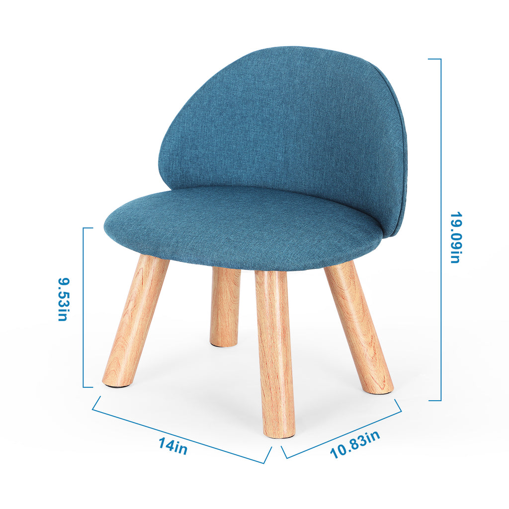 Comfortable Blue Accent Chair with Backrest, Stationary Vanity and Makeup Seating for Home Office, Bedroom, or Dining Area