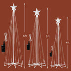 3 Pack Lighted Christmas Cone Trees, 4/5/6FT Outdoor RGB LED Trees with Star Topper, 8 Modes Waterproof Yard Decorations for Holiday