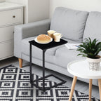 2-Pack C-Shaped Side Table Set - Slim End Tables for Sofa & Bedside, Space-Saving Snack Tray for Laptop & Drinks, Industrial Metal Frame, Black