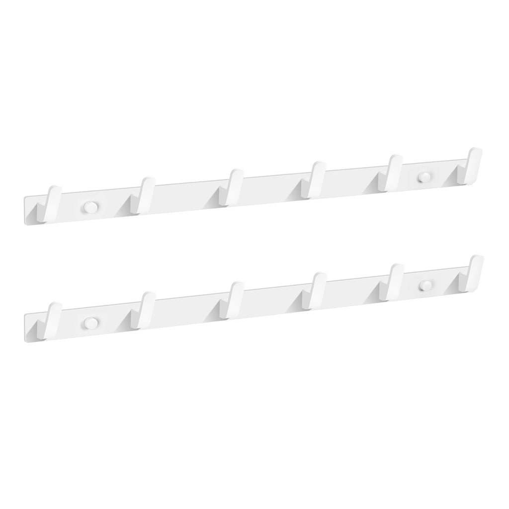 Set of 6 White Adhesive Wall Hooks for Bathroom and Kitchen, Heavy Duty Rustic Style Towel and Coat Hangers, Simple Installation