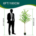 6ft Artificial Olive Tree, Tall Lifelike Faux Olive Tree with Natural Wood Trunk & Silvery Green Leaves for Indoor Home Decor