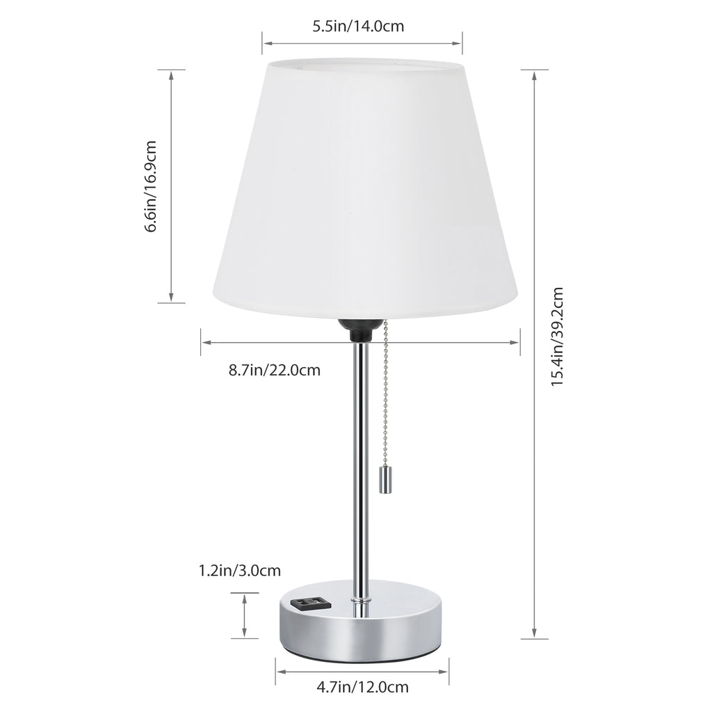 Modern Chrome USB Charging Bedside Lamp，Multi-Functional Table Lamp with Dual Ports.