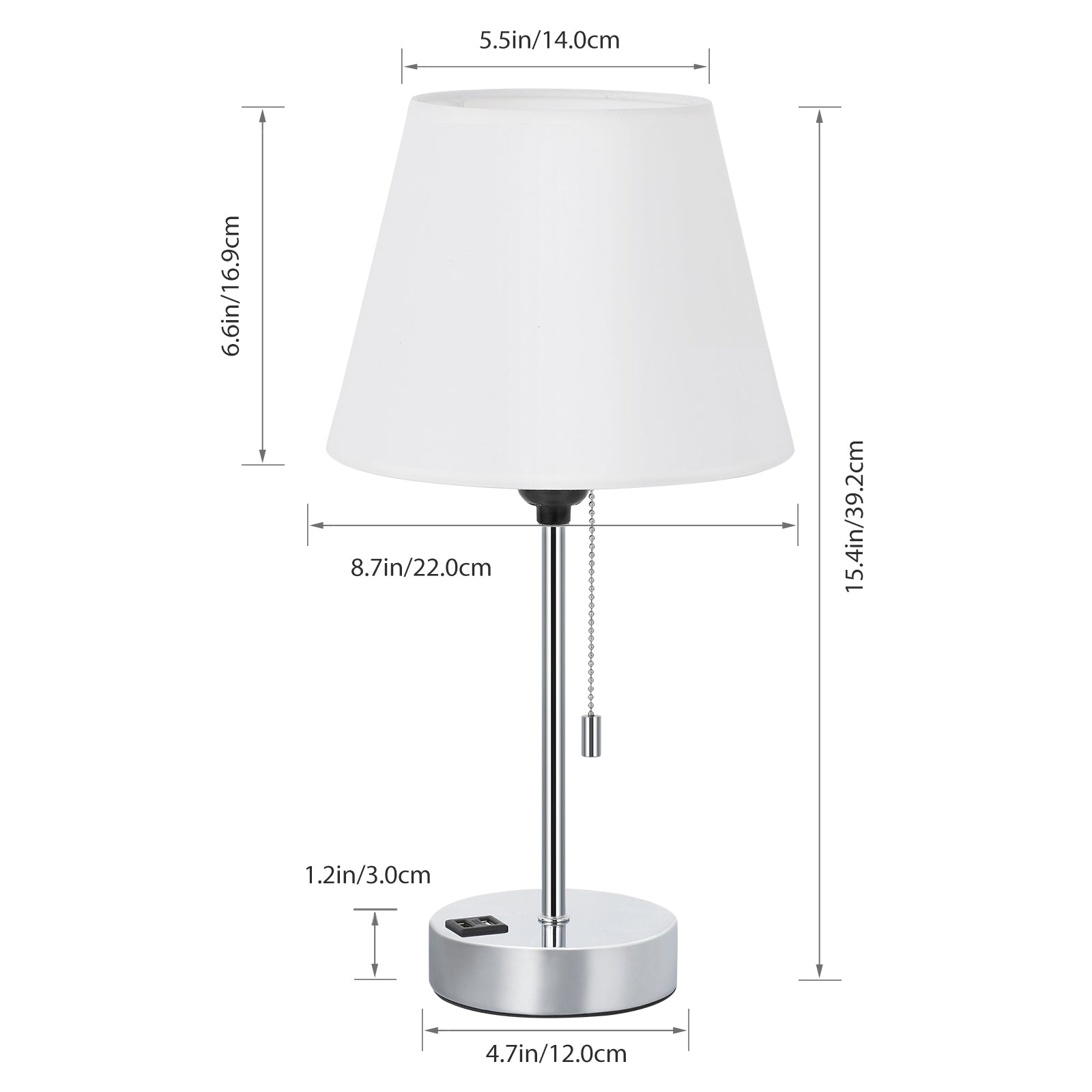 Modern Chrome USB Charging Bedside Lamp，Multi-Functional Table Lamp with Dual Ports.