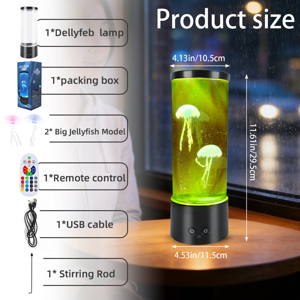 Jellyfish Lamp - Color Changing Artificial Fish Tank w/ Remote, USB/Battery Powered