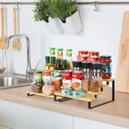 Heavy-Duty Bamboo Step Shelf Organizer | Expandable 3-to-4 Tier Spice Rack for Pantry & Countertop