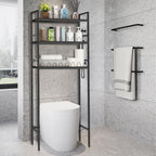 3-Tier Over The Toilet Storage Shelf, Bathroom Rack Organizer Above Toilet, Space Saving Stand, Black,