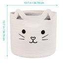 Bear Fox Cat Woven Cotton Rope Baskets, Baby Nursery Laundry Basket with Handle